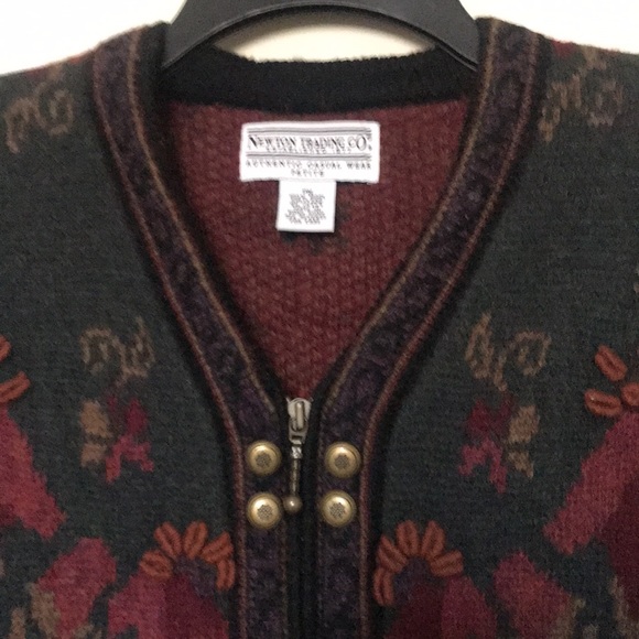 Newton Trading 100% Wool Zip Up Floral Print Cardigan - Picture 4 of 10